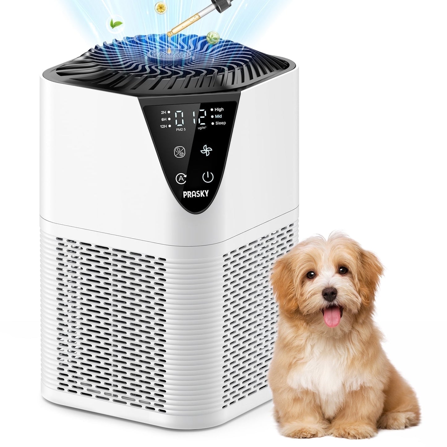PRASKY Air Purifier for Home, Remove Smoke Dust Allergies, Cover 1076 Sq ft