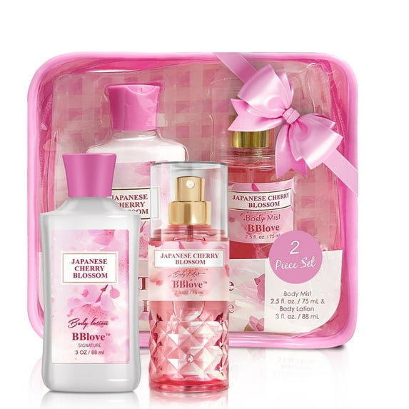 BBlove Bath and Body Care Set,Japanese Cherry Blossom Scents,Bath&Body 2 Set,with Body Lotion,Mist