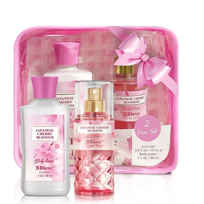BBlove Bath and Body Care Set,Japanese Cherry Blossom Scents,Bath&Body 2 Set,with Body Lotion,Mist