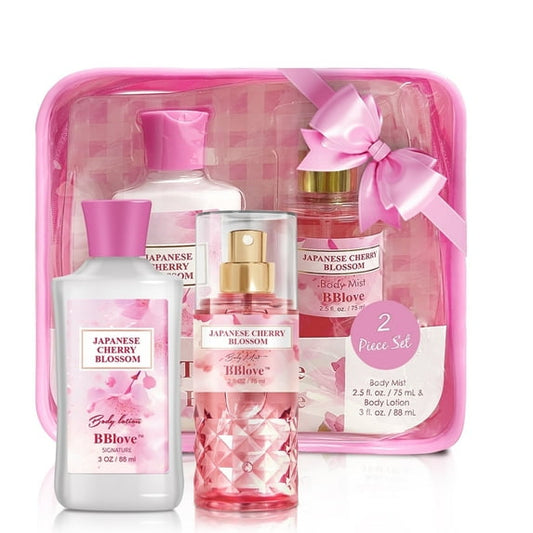 BBlove Bath and Body Care Set,Japanese Cherry Blossom Scents,Bath&Body 2 Set,with Body Lotion,Mist