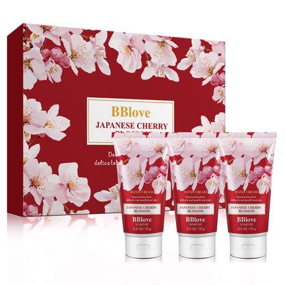 BBlove Hand Cream 3 Set,Bath and Body Kit,Japanese Cherry Blossom Scents,2.5 oz per set