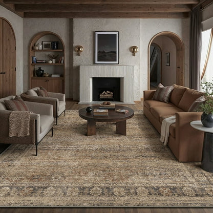 BERTHMEER 8'x10' Area Rugs for Living Room Bedroom Office Dining Room Farmhouse Large Brown Rugs Vintage Oriental Traditional Distressed Non Slip Washable Rugs Carpets