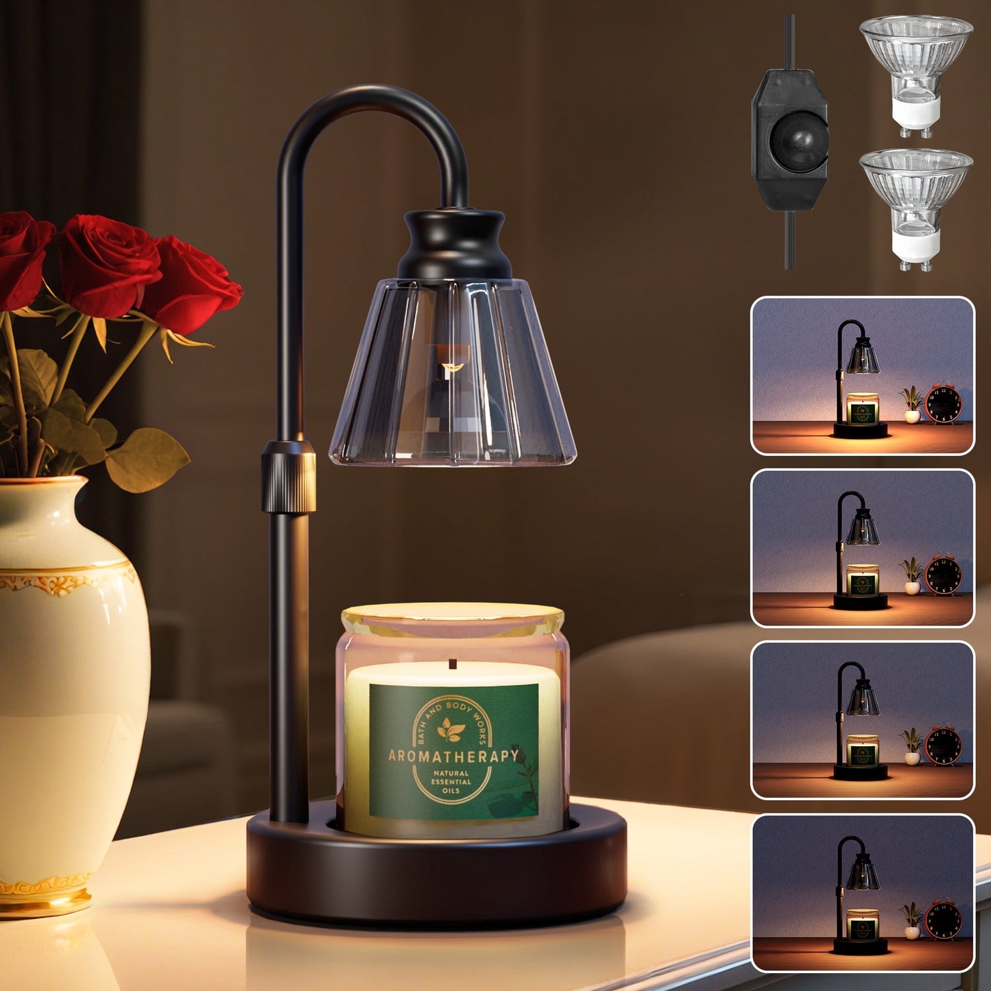 BUGHUT Candle Warmer Lamp Dimmable, Birthday Gifts for Women Mom, House Warming Gifts New Home Decor, Wax Warmer Lamp for Jar Candles with 2 Bulbs