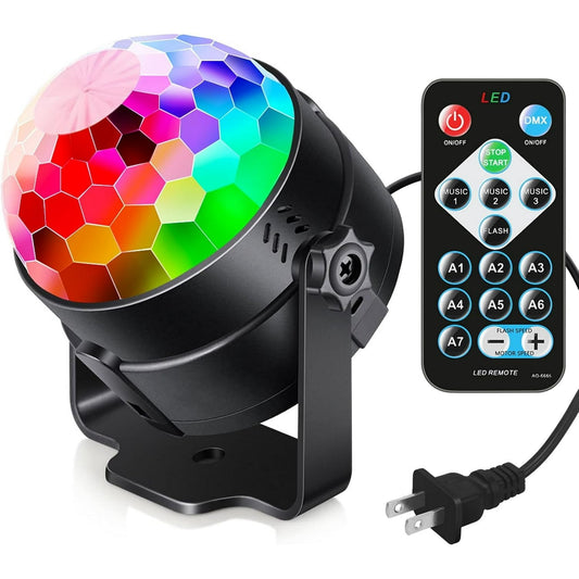 BUGHUT Disco Ball Light, Sound Activated Party Strobe Light, DJ Rave Lights with Remote, LED Stage Lights for Karaoke Birthday Christmas Halloween Decorations Indoor