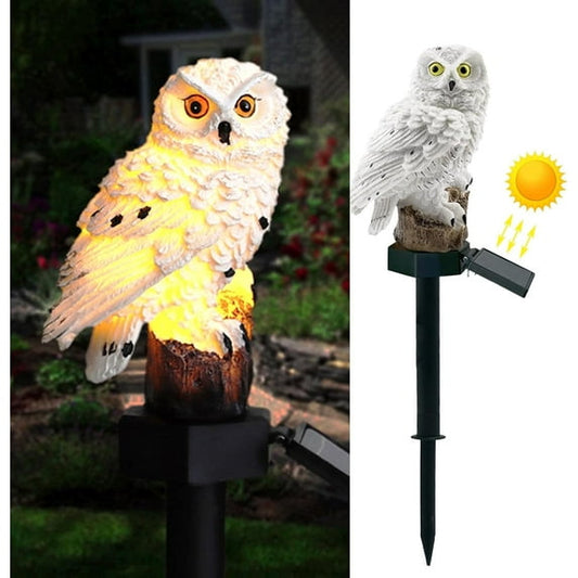 BUGHUT Solar Garden Light Outdoor, Owl Solar Garden Stake Light, Waterproof Warm White LED Light for Garden, Patio, Yard, Lawn, Walkway Decoration (White)