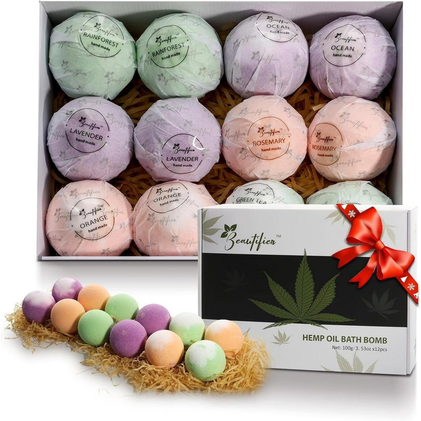 Beautifier Life Colorful Bath Bombs Gift Set Bubble Bath Kit with 6 Relaxing Scent for Unisex,12 Pcs