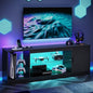 Bestier LED TV Stand for TVs up to 65", Entertainment Center with Power Outlet & Storage Cabinet, Carbon Fiber