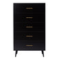 Dranite 5-Drawer Dresser Chest, Modern Storage Cabinet with Metal Legs and Gold Handles, Ash Wood Finish