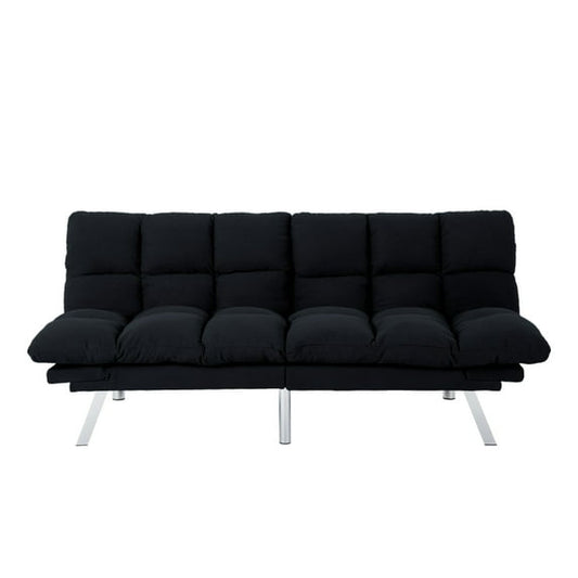 Dranite 67.3" Futon Sofa Bed,Convertible Sleeper with Adjustable Backrest and Armrests,Corduroy Upholstery,Black