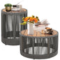 Dranite Rustic Industrial Table Set,Coffee Table & Side Table with Woven Rope Design, Sturdy and Easy Assembly,Wood Look Accent Furniture