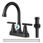 TVOFEK 4 inch Centerset Bathroom Faucet 2 or 3 Hole with Pop up Drain and cUPC Hose, 2-Handle Matte Black Vanity Faucets for Restroom RV Bar
