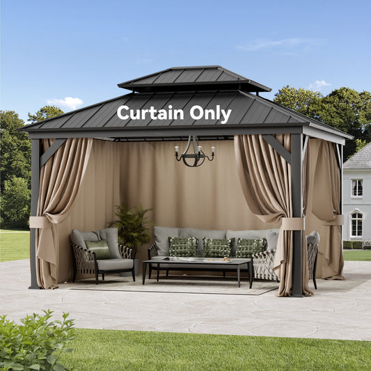 Covered Outdoor Gazebo Curtain Replacement Universal 4-Panel Sidewalls 11' x 13', Outdoor Gazebo Privacy Curtains with Zipper (Curtain Only)