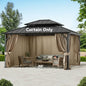 Covered Outdoor Gazebo Curtain Replacement Universal 4-Panel Sidewalls 12' x 14', Outdoor Gazebo Privacy Curtains with Zipper (Curtain Only)
