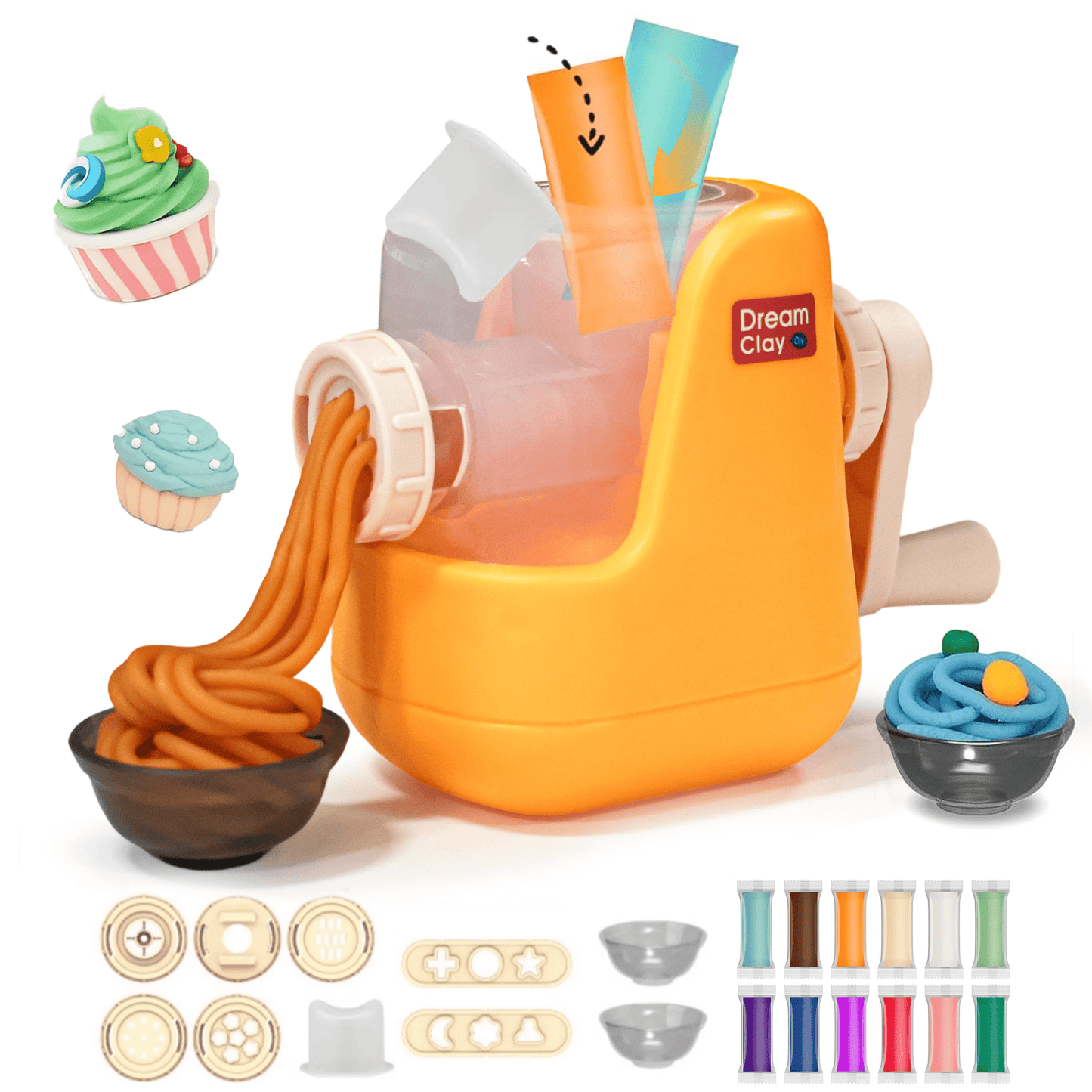 Noodle Maker Toy Set,Kids Toys Play Food with 12 Modeling Dough & Creative Molds, DIY Pretend Play Toys for Kids Ages 2-4, Gift for Girls and Boys