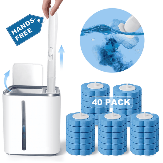 Disposable Toilet Bowl Brush and Holder Cleaning System with Cleanser-Infused Heads (40 Refills)