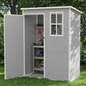 ECOPATIO Outdoor Storage Shed 5x3 FT, Resin Garden Shed for Bike, Tool, Plastic Outside Sheds & Outdoor Storage Storage Box with Lockable Door for Backyard, Patio, Lawn, Sandstone
