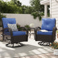 ELPOSUN 3 Pieces Patio Furniture Set, Outdoor Swivel Gliders Rocker, Wicker Patio Bistro Set with Rattan Rocking Chair, Glass Top Side Table and Thickened Cushions for Porch Deck Backyard
