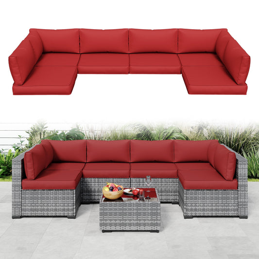 ELPOSUN Outdoor Cushions for Patio Furniture Replacement, Patio Furniture Cushions, Deep Seat Patio Cushions, Patio Seat Cushions for Outdoor Sectional (Red)