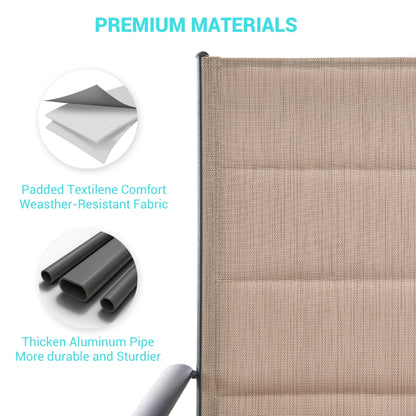 ELPOSUN Outdoor Folding Dining Chairs Set of 2, Folding Lawn Chairs for Adults with Padded All Weather Breathable Textilene, Portable Folding Chairs for Outside, No Assembly, Beige