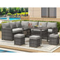 ELPOSUN 7 Piece Patio Conversation Set, Outdoor Sectional Sofa Rattan Wicker Dining Furniture, Gray