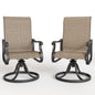 ELPOSUN Patio Swivel Chairs Set of 2, Outdoor Dining Chairs High Back All Weather Breathable Textilene Outdoor Swivel Chairs with Metal Rocking Frame for Lawn Garden Backyard Deck, Khaki