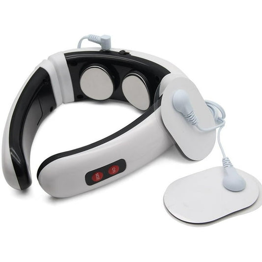 EvoFine 3D Electric Neck Massager - Portable 6 Modes Adjustable 15 Speeds Cordless Deep Tissue Trigger Point Neck Pain Relief Massager with Pulse Pads