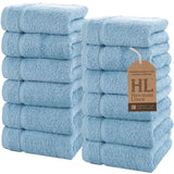 Hawmam Linen Luxury Cotton Washcloths 13x13 Inch - Large Hotel Spa Bathroom Face Towel | 12 Pack |