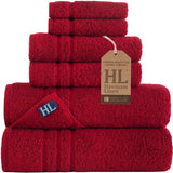 Hawmam Linen 6 Piece Bath Towels Set for Bathroom Original Turkish Cotton Soft, Absorbent and Premium 2 Bath Towels, 2 Hand Towels, 2 Washcloths