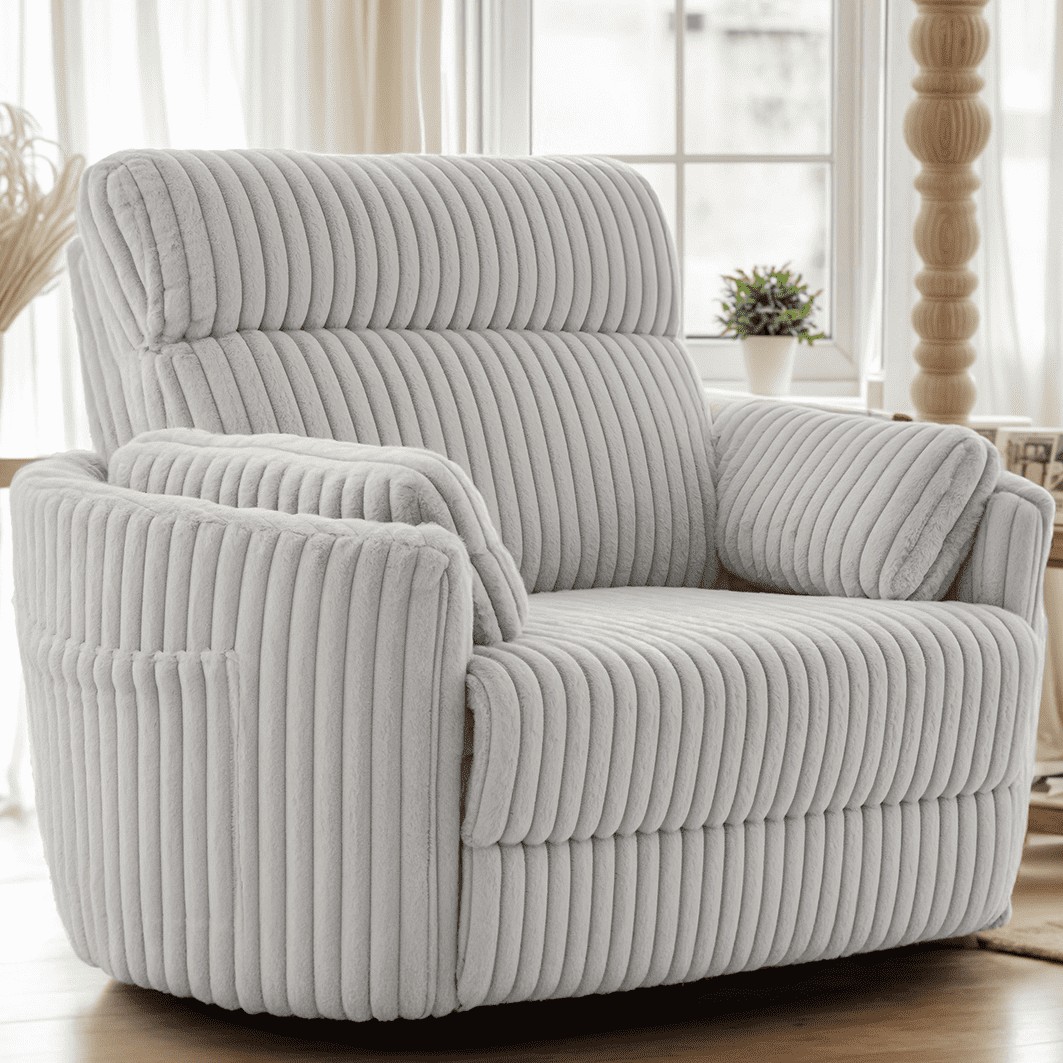 Gelloan Oversized Power Recliner Chairs for TWO Person Faux Fur Electric Extra Large Recliners Soft Overstuffed Reclining Theater Seating for Living Room with USB Port,34" Seat Width