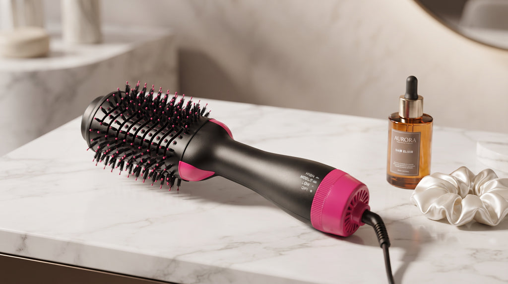 EvoFine 3-in-1 Hot Air Brush – One-Step Hair Dryer, Styler & Volumizer with Ionic Frizz Control