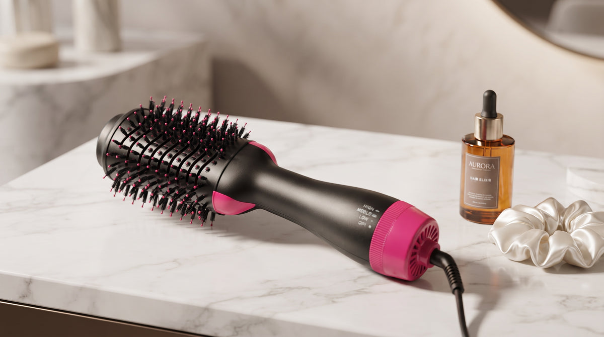 EvoFine 3-in-1 Hot Air Brush – One-Step Hair Dryer, Styler & Volumizer with Ionic Frizz Control