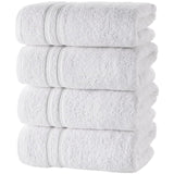 Hammam Linen White Hand Towels Set of 4 – Luxury Cotton Hand Towels for Bathroom – Soft Quick Dry Towels