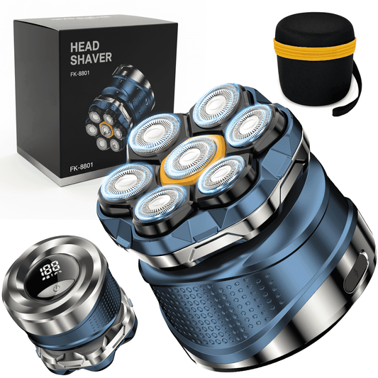 Head Shaver for Bald Men: Electric Bald Razor -IPX7 Wet & Dry Shaving- 7 Floating Heads for Ultimate Comfort - Rechargeable Grooming Kit for Scalp/Face/Beard -Ergonomic Grip