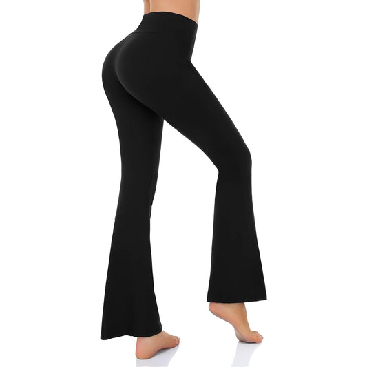 SOMER Women's Leggings Yoga Pants V Crossover High Waisted Flare Leggings Casual Bootleg Workout Pants L