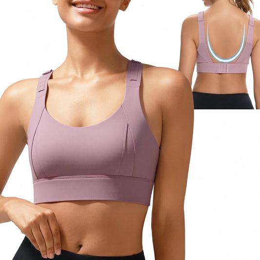 SOMER High Impact Sports Bra for Women Padded Seamless Workout Bra Adjustable Supportive Tank Top for Running Yoga Gym Fitness and Everyday Comfort