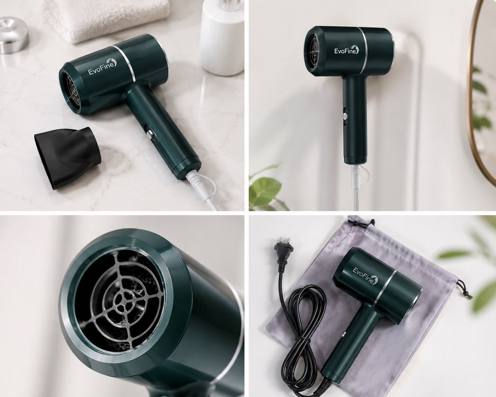 EvoFine One-Step Hair Dryer, Strong Wind Hair Care Quick Dry, Electric Hair Hammer, Green