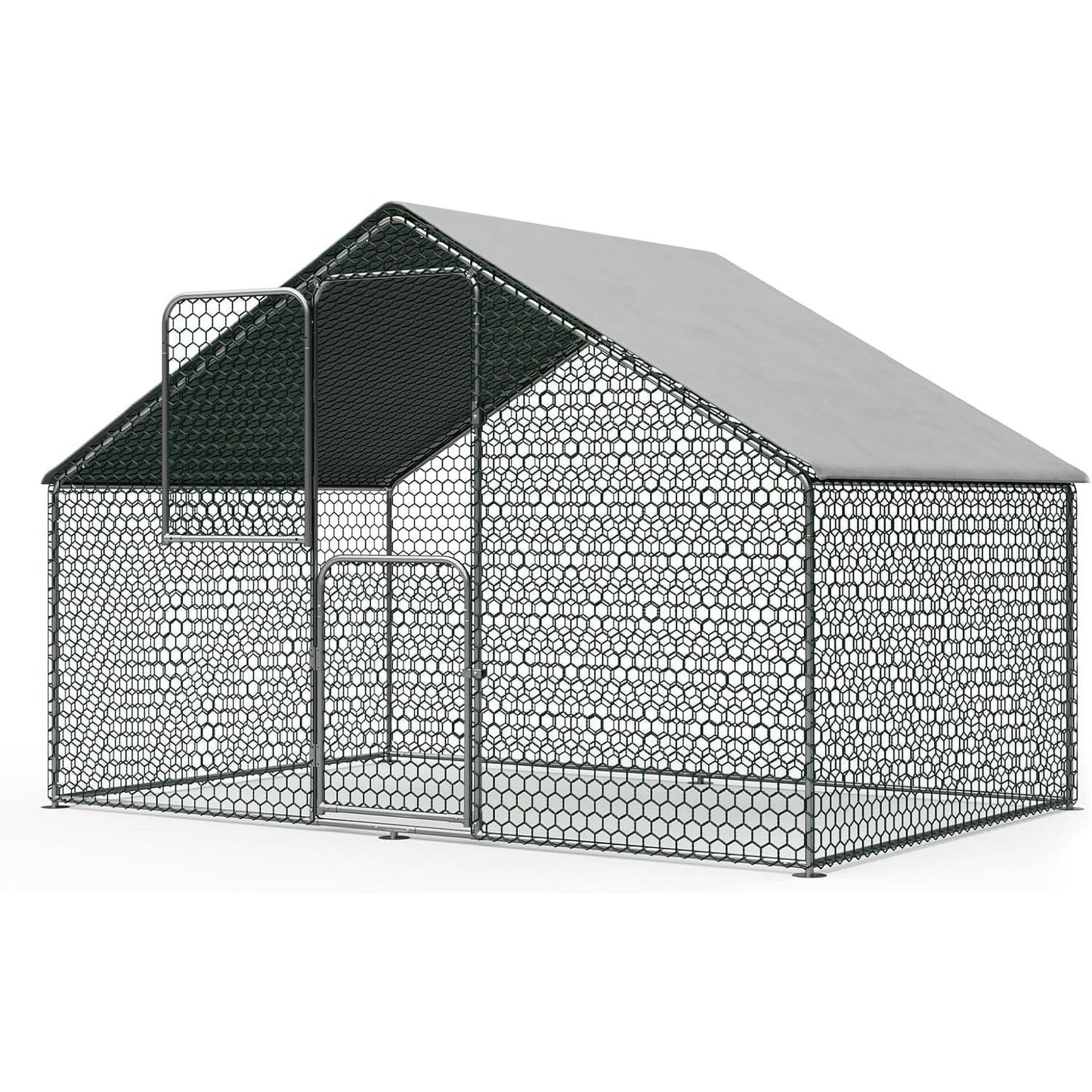 Gelloan Large Metal Chicken Coop with Waterproof and Anti-Ultraviolet Cover, Walk-in Poultry Cage Chicken Run Pen Dog Kennel Duck House,Silver