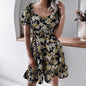 MLDRA 2025 Women's Dress Floral Print Puff Sleeve Smocked Waist Dresses Casual Sundresses for Women