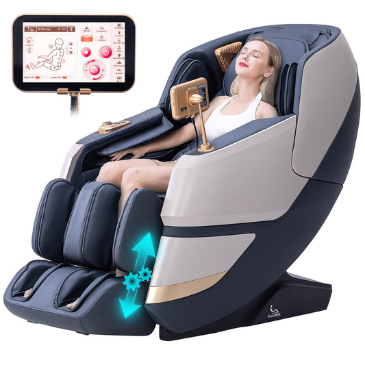 MassaMAX 4D Massage Chair, Electric Extendable Footrest, Zero Gravity, With Touch Screen, Quick Access Buttons