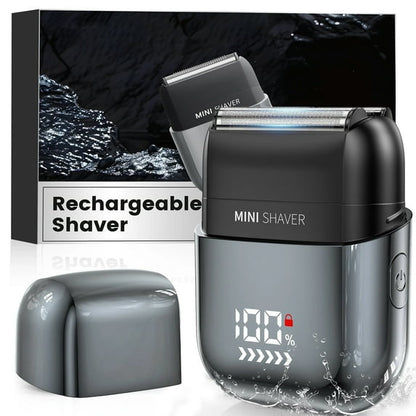 Electric Foil Shavers for Men, Rechargeable Mini Electric Razor with IPX7 Waterproof for Travel & Home, Gray