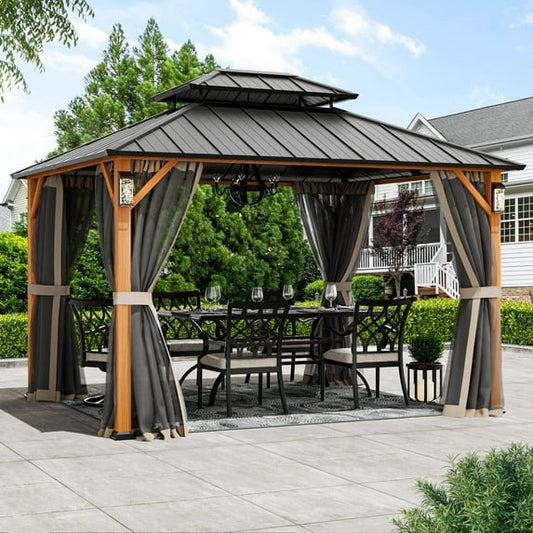 FONA 10'x12' Hard Top Gazebo W/ Solar LED light
