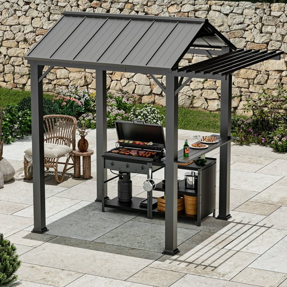 Modern Shade 6'x8' Grill Gazebo 4-Season Galvanized Steel Roof with UV-Blocking Waterproof Canopy, Rust-Resistant Frame & Extended Overhang