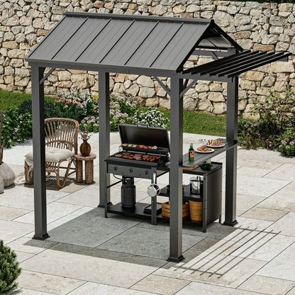 Modern Shade 6'x8' Grill Gazebo 4-Season Galvanized Steel Roof with UV-Blocking Waterproof Canopy, Rust-Resistant Frame & Extended Overhang