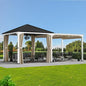 ModernShade 10'x20' Pergola Hybrid Gazebo with Adjustable Shade Fabric,Hardtop Roof,Privacy Curtains,Black and White