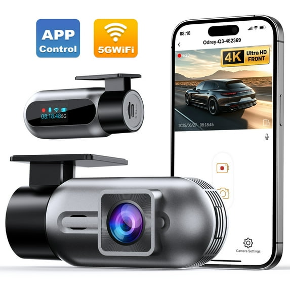 Odrey Dash Cam 4K UHD Front Dashcam with 5G WiFi Car Camera, Dash Camera with APP 24H Parking Mode, WDR, Loop Recording, Night Vision, Support 256GB Max