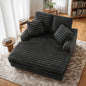 Oversized Chaise Lounge Chair Indoor, Upholstered Sofa Bed with Throw Pillows and Armrests, Sleeper Chair for Living Room, Bedroom