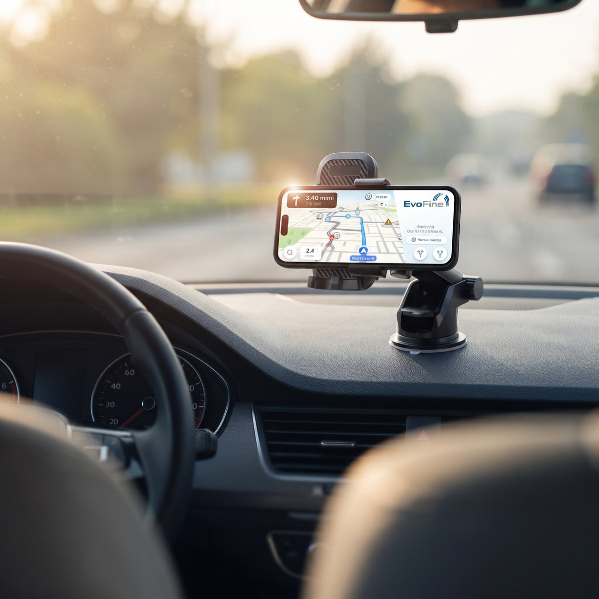 EvoFine 2-in-1 Car Phone Holder — Long-Arm Suction Cup Mount for Dashboard, Windshield & Air Vent