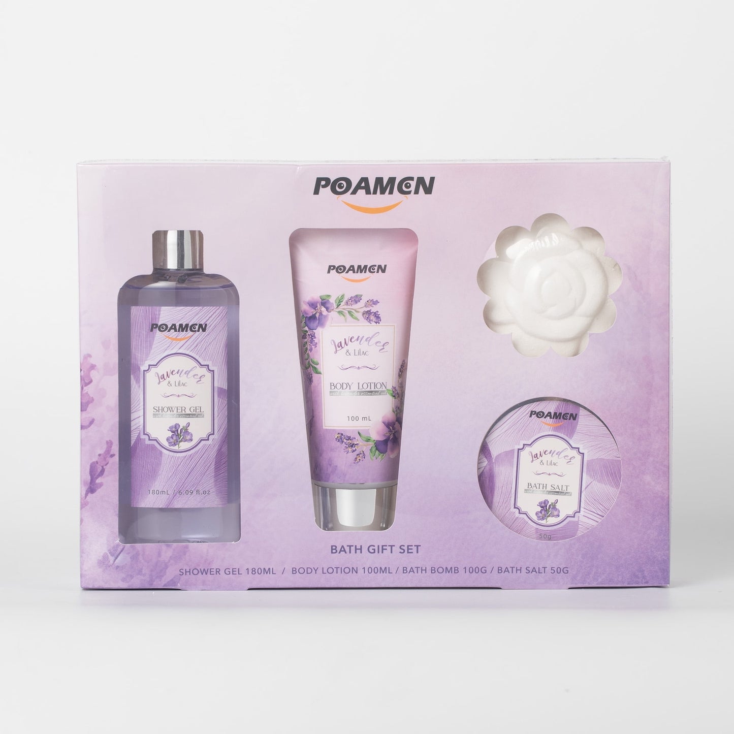 Poamcn Bath and Body Gift Set,Home Spa Gift Set for Women,Lavender Scent,4 Piece Set