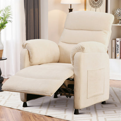 Power Recliner Chair Living Room with Tray Table Adjustable Backrest and Footrest, Electric Recliner Chair for Adults , Luxurious Chenille Fabric (White)