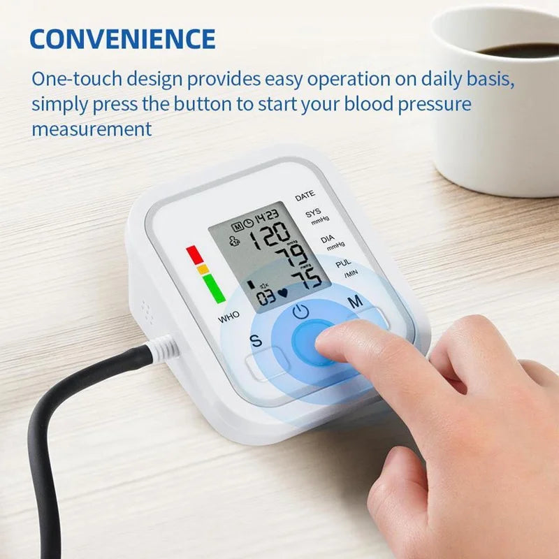 Portable Digital Blood Pressure Monitor Arm with Heart Rate Monitor – Automatic BP Machine for Home Use